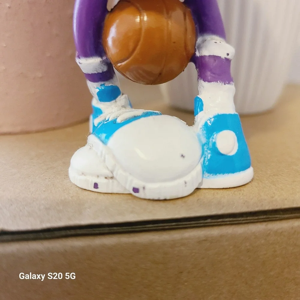 Purple Furry Monster Keychain Basketball Player Cute Charm Pre-Owned Collectible